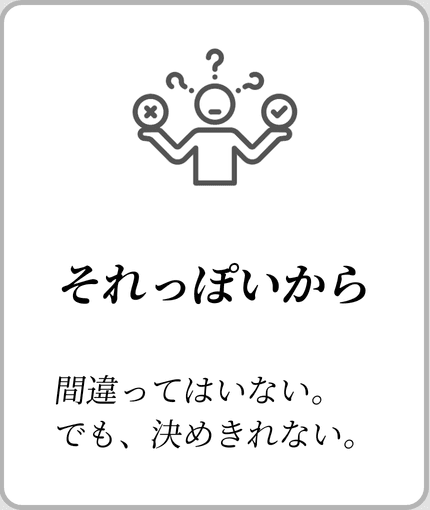 それっぽいから 間違ってはいない。でも、決めきれない。