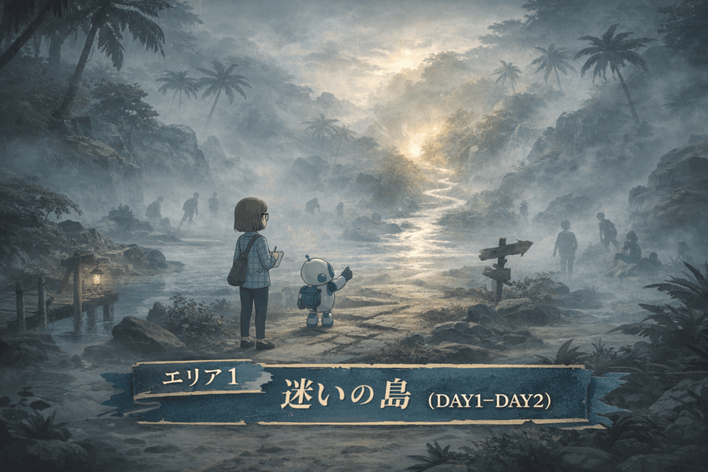 CanvaとAIを使う前に考えるテーマを日ごとに整理したステップのイメージ